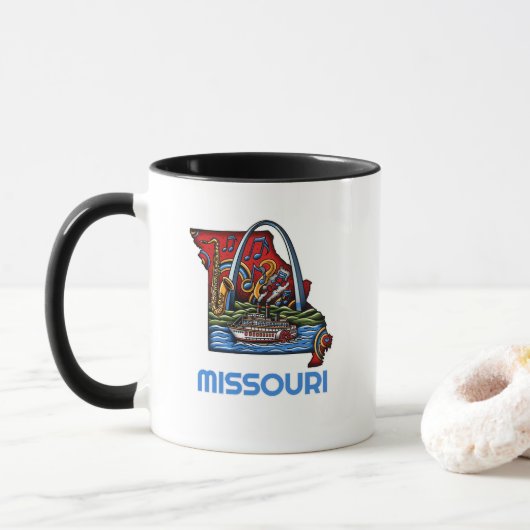 Missouri State Tattoo Style Gateway Arch Riverboat Mok (Met donut)