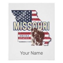 Missouri State Verenigde Staten Retro Kaart  Veren