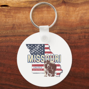 Missouri State Verenigde Staten Retro Kaart Veren Sleutelhanger