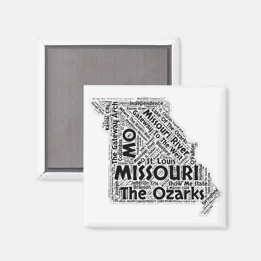 Missouri State Word Cloud Magneet (Voorkant / Achterkant)