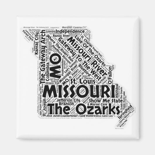 Missouri State Word Cloud Magneet (Voorkant)