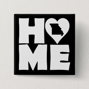 Missouri Thuis Hart Staat Knop Speld Vierkante Button 5,1 Cm