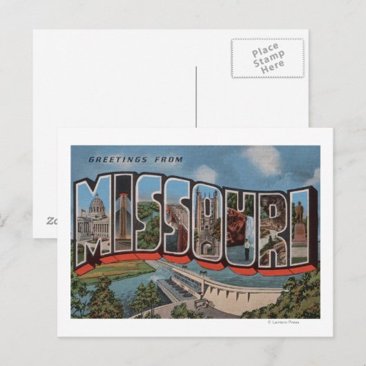 Missouri (Uitzicht Dam) - Grote letterscènes Briefkaart (Voorkant / Achterkant)