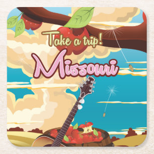 Missouri vintage cartoonaffiches voor reizen kartonnen onderzetters