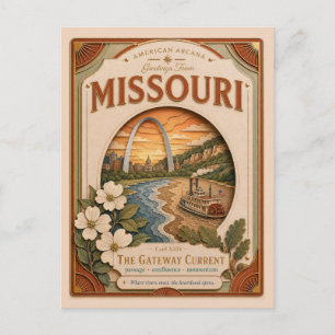 Missouri Vintage Paper Cut American Arcana Briefkaart