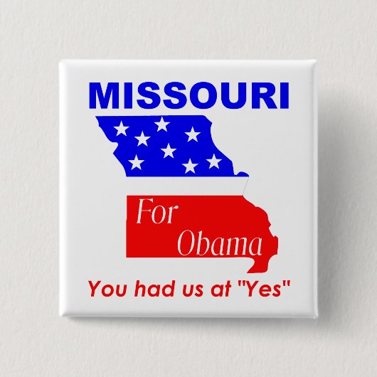 Missouri voor Obama Vierkante Button 5,1 Cm (Voorkant)