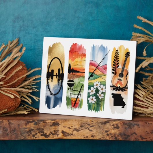 Missouri Watercolor Wall Art Plaque | State Sign w Fotoplaat (Zijkant)