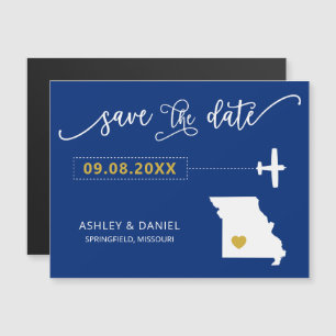 Missouri Wedding Save the Date Kaart, Map Magnetische Uitnodiging