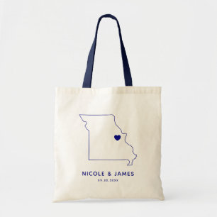 Missouri Wedding Welcome Bag Map Tas, Navy Blue Tote Bag