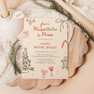 Misstletoe naar Mrs Hand Drawn Vrijgezellenfeest Kaart