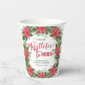 Misstletoe Voor Mrs Winter Poinsettia Bruidsfeest Papieren Bekers (Voorkant)