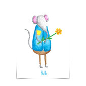 Missy Mouse met een bloem "gewoon omdat" Kaart