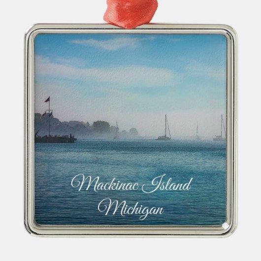 Mist bij Mackinac Harbor Metalen Ornament (Voorkant)