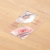 Mist Blush Roze Monogram Huwelijk Acryl Uitnodigingen (Laagn)