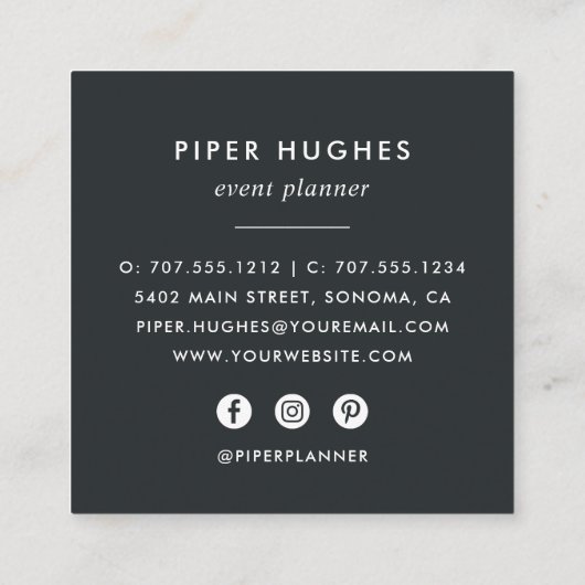 Mist | Boho Floral Vierkante Visitekaartje (Achterkant)