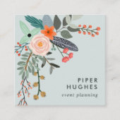 Mist | Boho Floral Vierkante Visitekaartje (Voorkant)