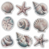 Mist Diverse Zee Shell Stickers - set van 9 (Voorkant)