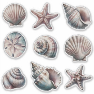 Mist Diverse Zee Shell Stickers - set van 9