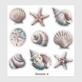Mist Diverse Zee Shell Stickers - set van 9