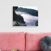 Mist drijft onder de brug over de Deceptpas op Canvas Afdruk (Insitu (Woonkamer))
