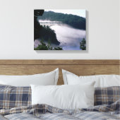 Mist drijft onder de Deception Pass-brug bij Canvas Afdruk (Insitu (Slaapkamer))