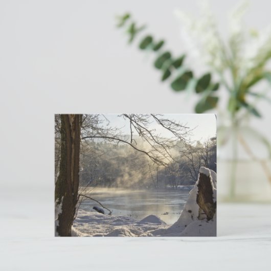 Mist en ijs in Calver Weir Briefkaart (Staand voorkant)