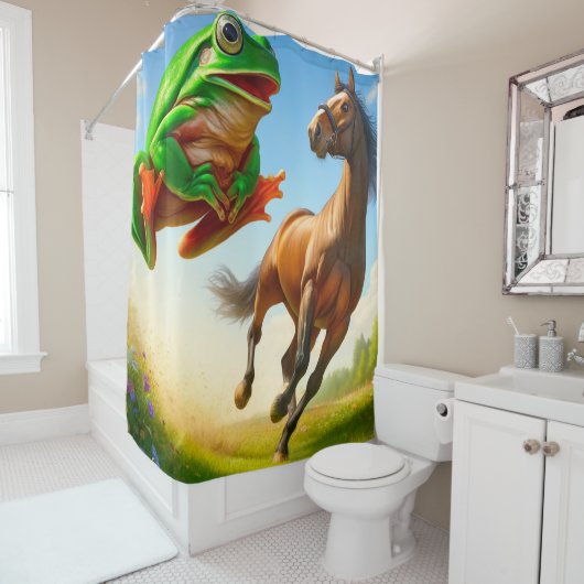Mist en Paard Douchegordijn (In situ)