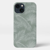 Mist Green Tropical Botanical Palm Leaves Patroon iPhone Hoesje (Achterkant)