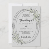 Mist grijs groen bruiloft kaart (Voorkant)