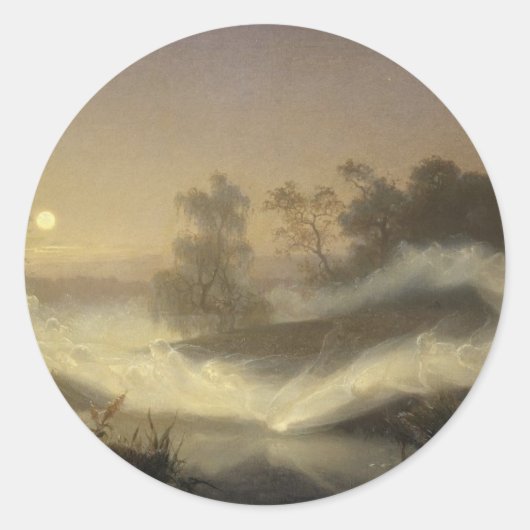 Mist in moonlicht ronde sticker (Voorkant)