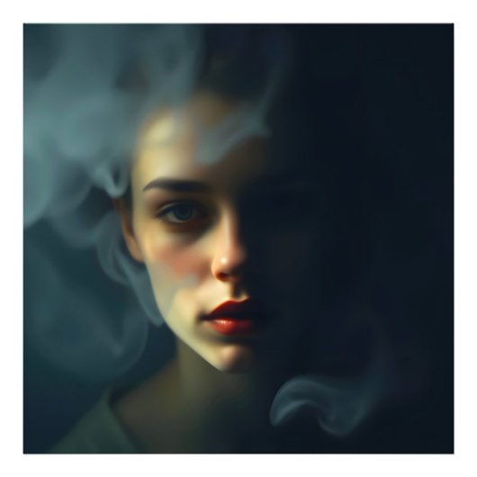 “Mist of Melinoë” – A Spectral Portrait Foto Afdruk (Voorkant)