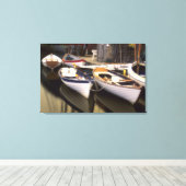 Mist omringt vier schepen die aan boord zijn. canvas afdruk (Insitu (Houten vloer))