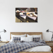 Mist omringt vier schepen die aan boord zijn. canvas afdruk (Insitu (Slaapkamer))