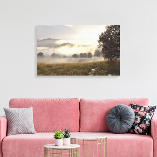 Mist op de weide canvas afdruk (Insitu (Woonkamer))