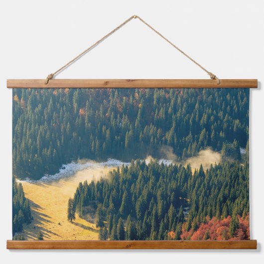 Mist op een eenzaam herfstveld hangend wandkleed (Voorkant)