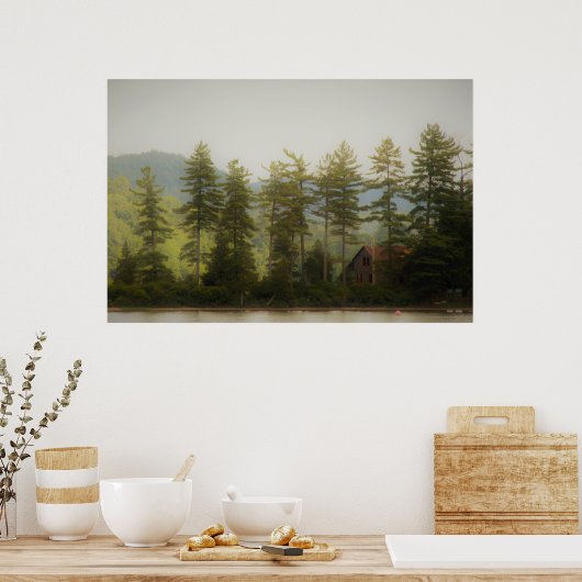 Mist op het Big Moose Lake in de Adirondacks Poster (Keuken)
