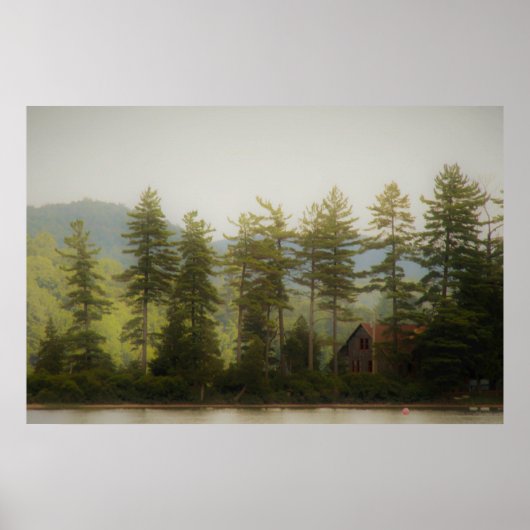 Mist op het Big Moose Lake in de Adirondacks Poster (Voorkant)