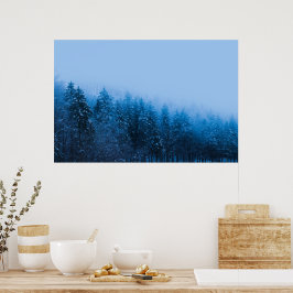 Mist over besneeuwd bos bij het Bohinjer meer, Slo Poster
