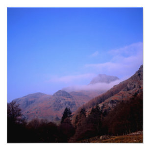 Mist The Langdale Pikes Lake District England Foto Afdruk
