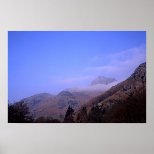 Mist The Langdale Pikes Lake District England Poster (Voorkant)