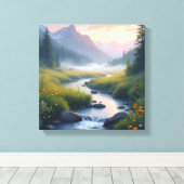 Mist van Mountains Creek Canvas Afdruk (Insitu (Houten vloer))