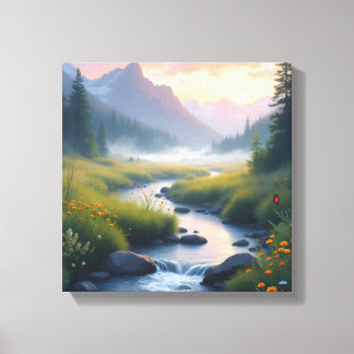 Mist van Mountains Creek Canvas Afdruk