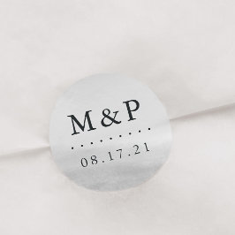 Mist Wedding Monogram Ronde Sticker