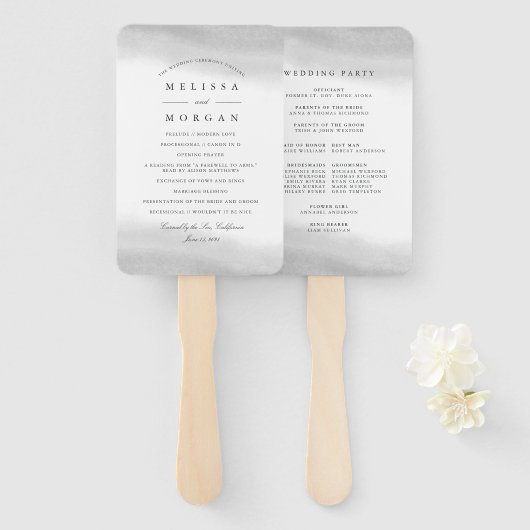 Mist Wedding Program Handwaaier (Voorkant en achterkant)