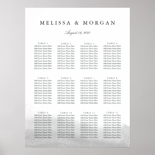 Mist Wedding Seating Chart Poster (Voorkant)