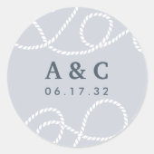 Mist | Zeewaardig Trouwmonogram Ronde Sticker (Voorkant)