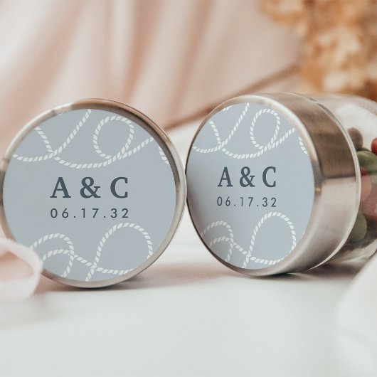 Mist | Zeewaardig Trouwmonogram Ronde Sticker