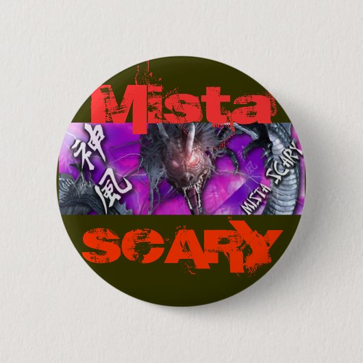 Mista SCARY Bright Paarse Dragon Red Button (Voorkant)