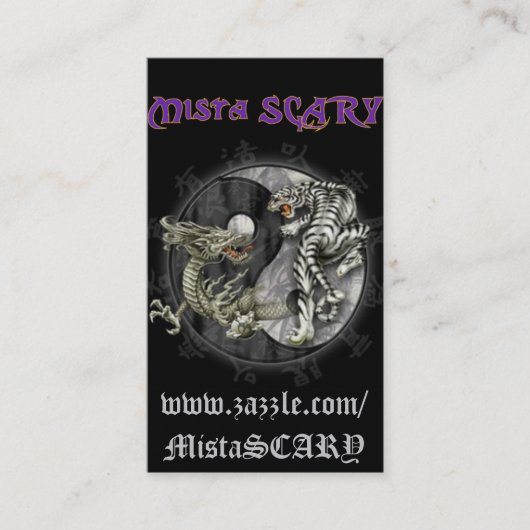 Mista SCARY Dragon Tiger Yin-Yang Profile Card Visitekaartje (Voorkant)