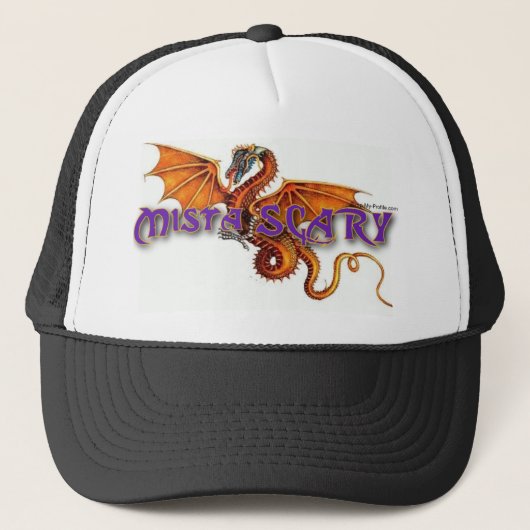Mista SCARY Oranje Dragon Logo Baseball Hat Trucker Pet (Voorkant)